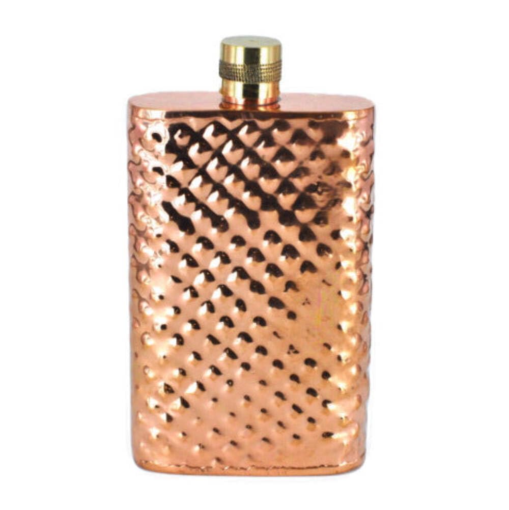 4.5 Solid Copper Hammered Flask with Brass Top