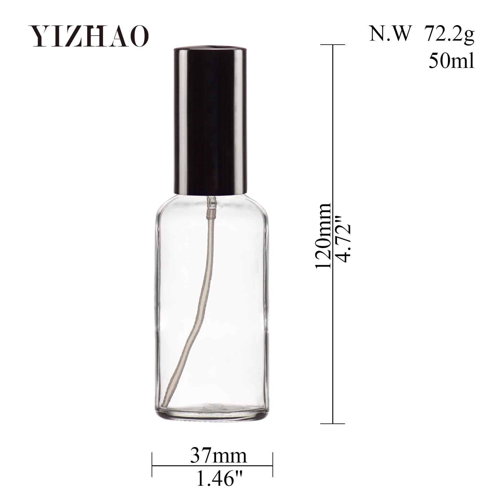 Yizhao Clear Glass Spray Bottles 2Oz, With Small Fine Mist Spray, Metal Cap, Refillable For Essential Oil,Travel,Cleaning,Perfum