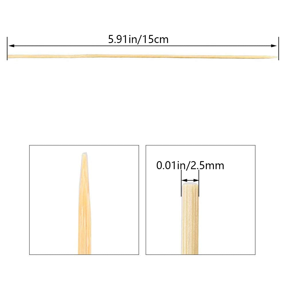 Utoolmart Natural Bbq Bamboo Skewers, 15Cm Length 2.5Mm Dia Bamboo Skewers, Natural Wood Sticks For Bbq, Kabob, Grilling, Barbec