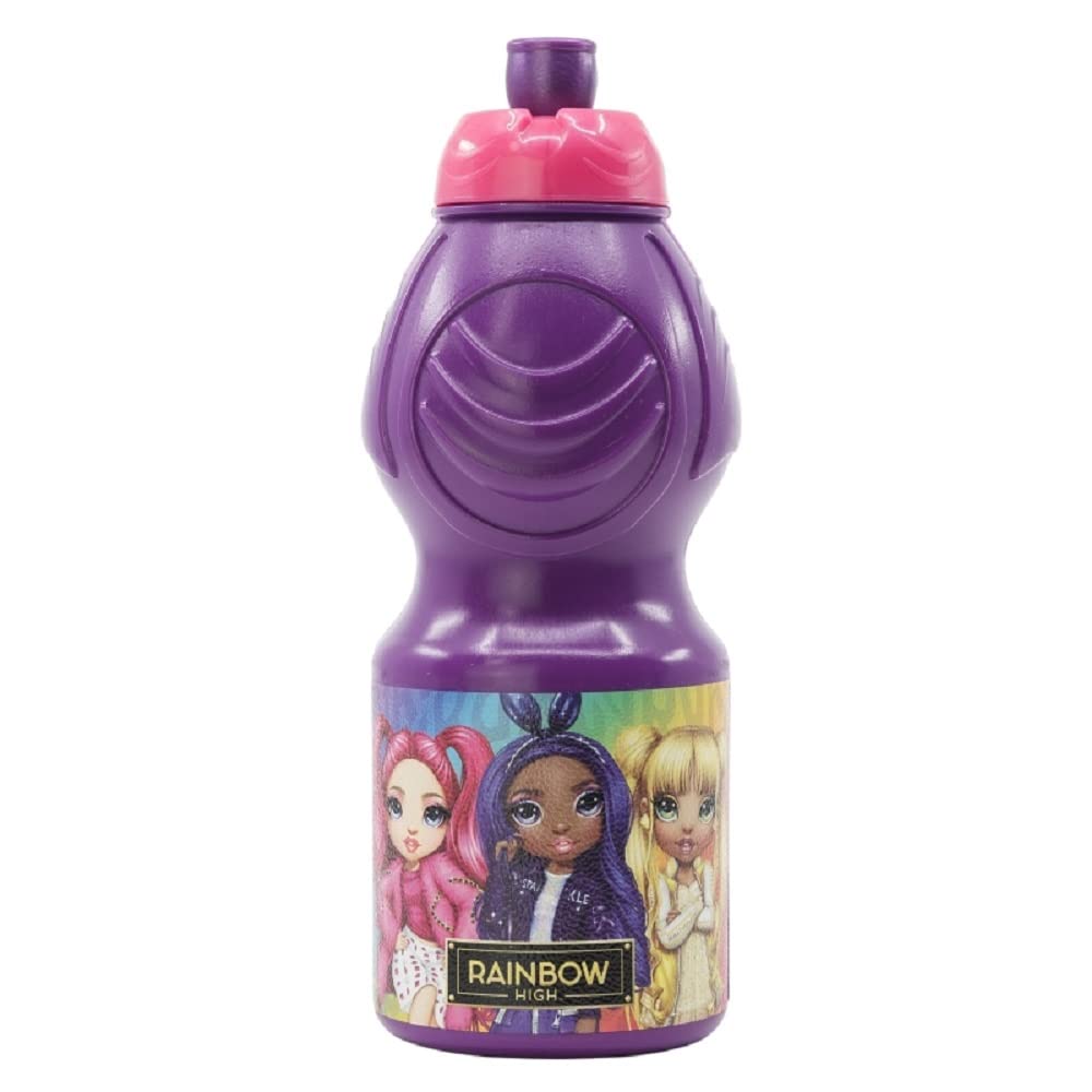 ALMACENESADAN 2057 Rainbow High Reusable Plastic Bottle, BPA Free, 400ml Capacity