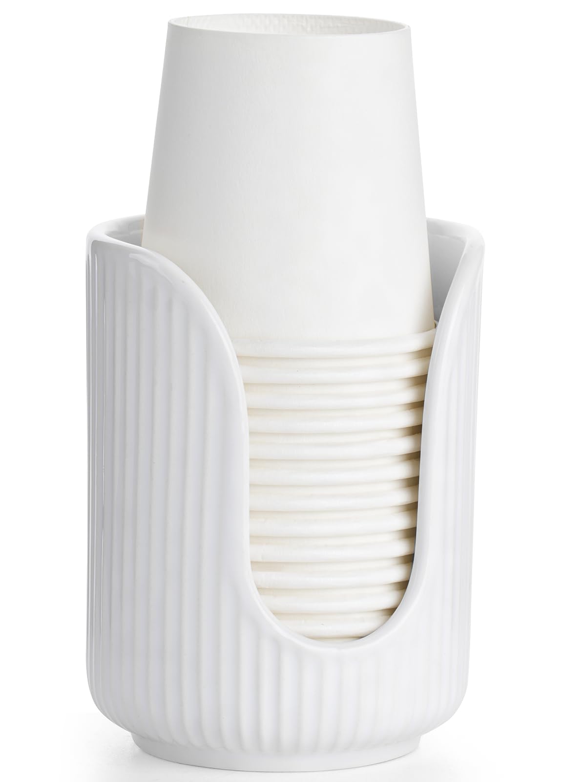 Abruty Bathroom Cup Dispenser, 3Oz-4Oz Ceramic Paper Cup Holder, Small Countertop Mouthwash Dixie Cups Accessories, For Vanity C