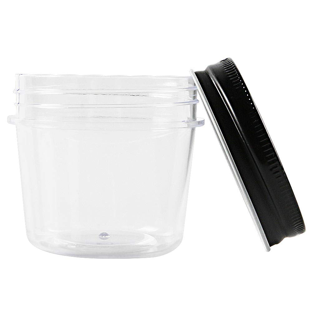 novelinks 4 Ounce Clear Plastic Jars with Black Lids - Refillable Round Clear Containers Clear Jars Storage Containers for Kitchen & Household Storage - BPA Free (40 Pack)