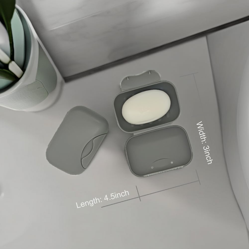 Travel Soap Holder Bar Soap Dish Shower Soap Saver Case Container Box For Bathroom Camping Gym Vonpri (Gray Without Bag)