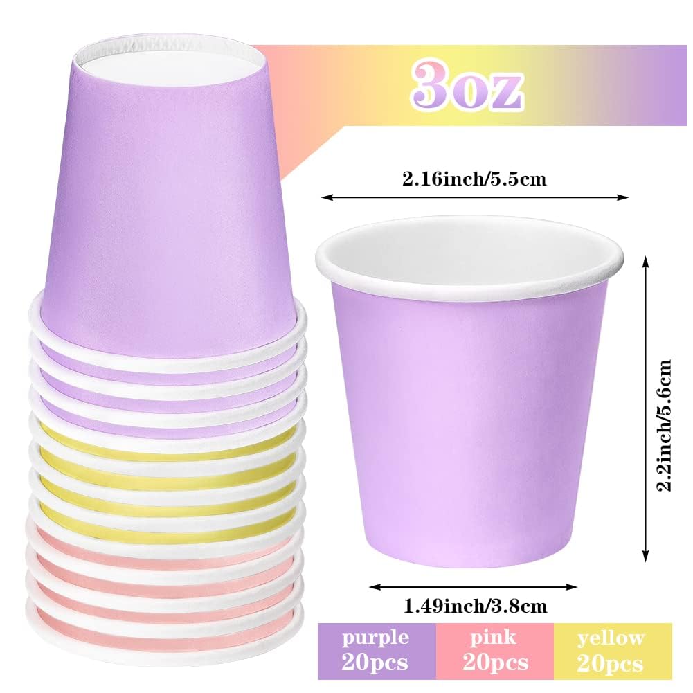 Huaiid 3oz Paper Cups Mouthwash Cups Bathroom Paper Cups Espresso Paper Cups Small Paper Cups for Snack Bathroom Espresso Perfect for Home Condos Rvs Campers(Colorful)  60 Count (Pack of 1)