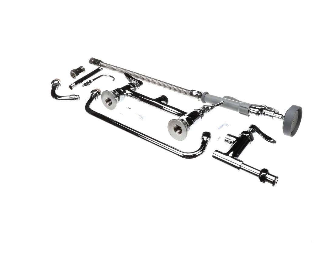 T&S Brass B-0178 Spray Assembly Deck Mount Base with 8-Inch Centers and 12-Inch Add-On Faucet Spray Valve Hose