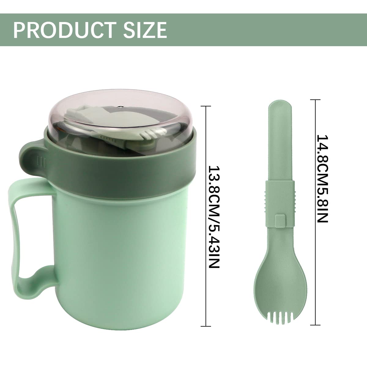 Lnq Luniqi Microwaveable Breakfast Cup With Lid And Spoon,500Ml Portable Soup Mug With Handles For School Office Outdoor Travel