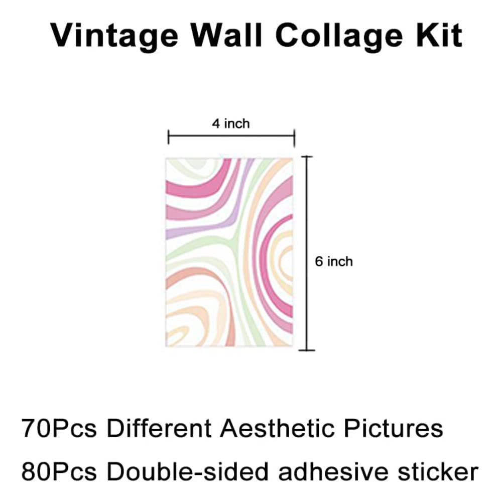 Bopart 70Pcs Wall Collage Kit Aesthetic Picures, Danish Pastel Room Decor Aesthetic Collage Picture Wall Decor For Teen Girls Ro