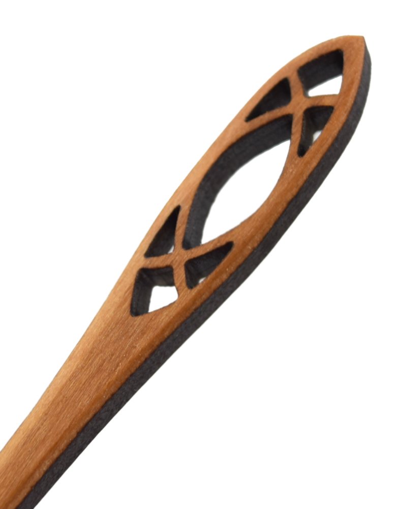 American Made 5-Piece Wild Cherry Wooden Appetizer Serving Set, Cathedral Collection: Olive Fork, Pickle Fork, Spoon, Tongs, Spr
