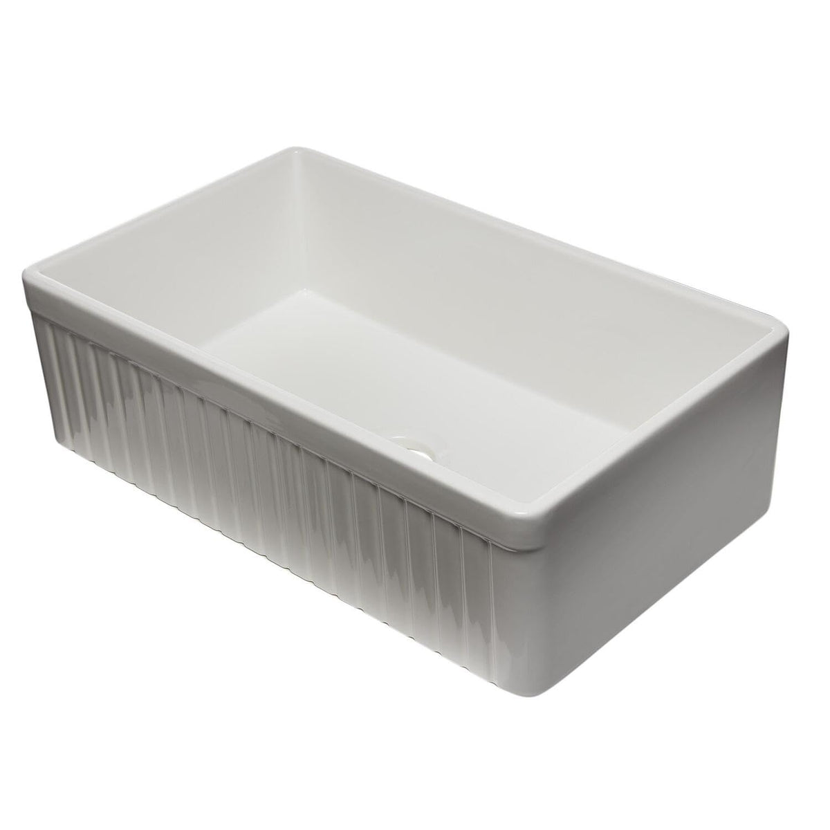 Alfi Brand Ab532-W 33 White Single Bowl Fluted Apron Fireclay Farm Sink