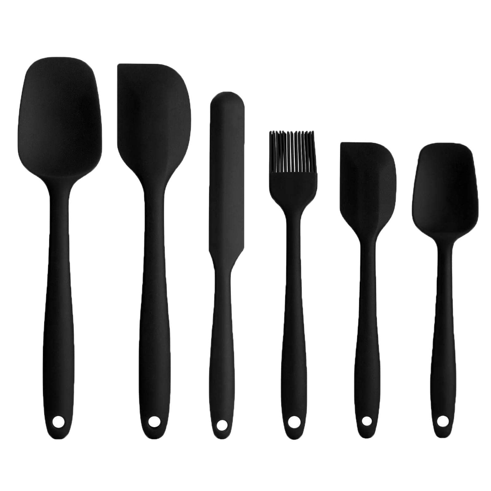 Myaddiction Silicone Spatulas Set Cake Mixing Scraper Baking Nonstick Utensil Black 6Pcs