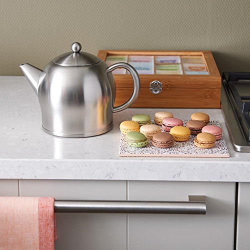 Bredemeijer Santhee Double Walled Teapot, 1.4-Liter, Stainless Steel Satin Finish With Satin Accents