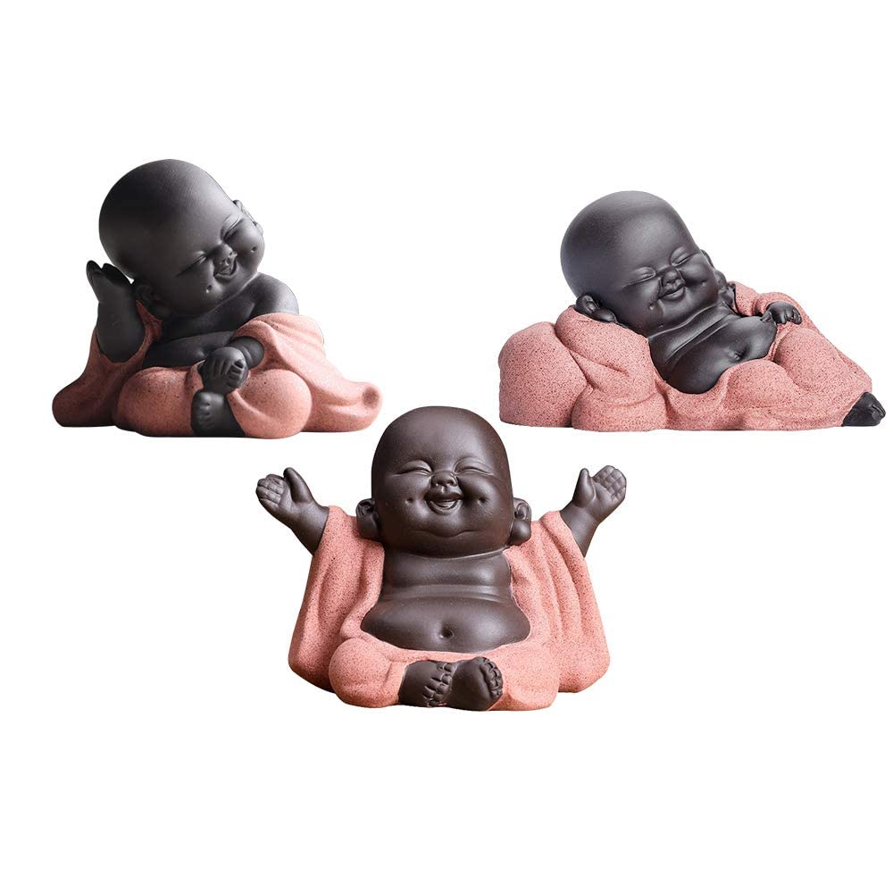 Kingzhuo A Collection of Cutie 3 Buddhas Lovely 3 Style Smiling Buddha Laughing Buddha Statue Great Details Giftable Make You Ha