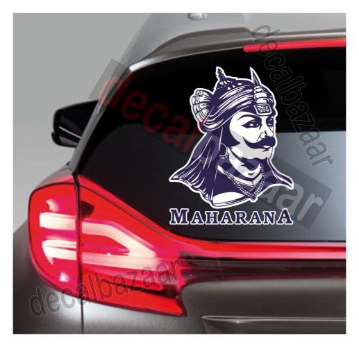 decalbazaar Vinyl Maharana Pratap Singh Glossy Glass Wall Vehicle Sticker, 11 x 8.5 Inches Blue