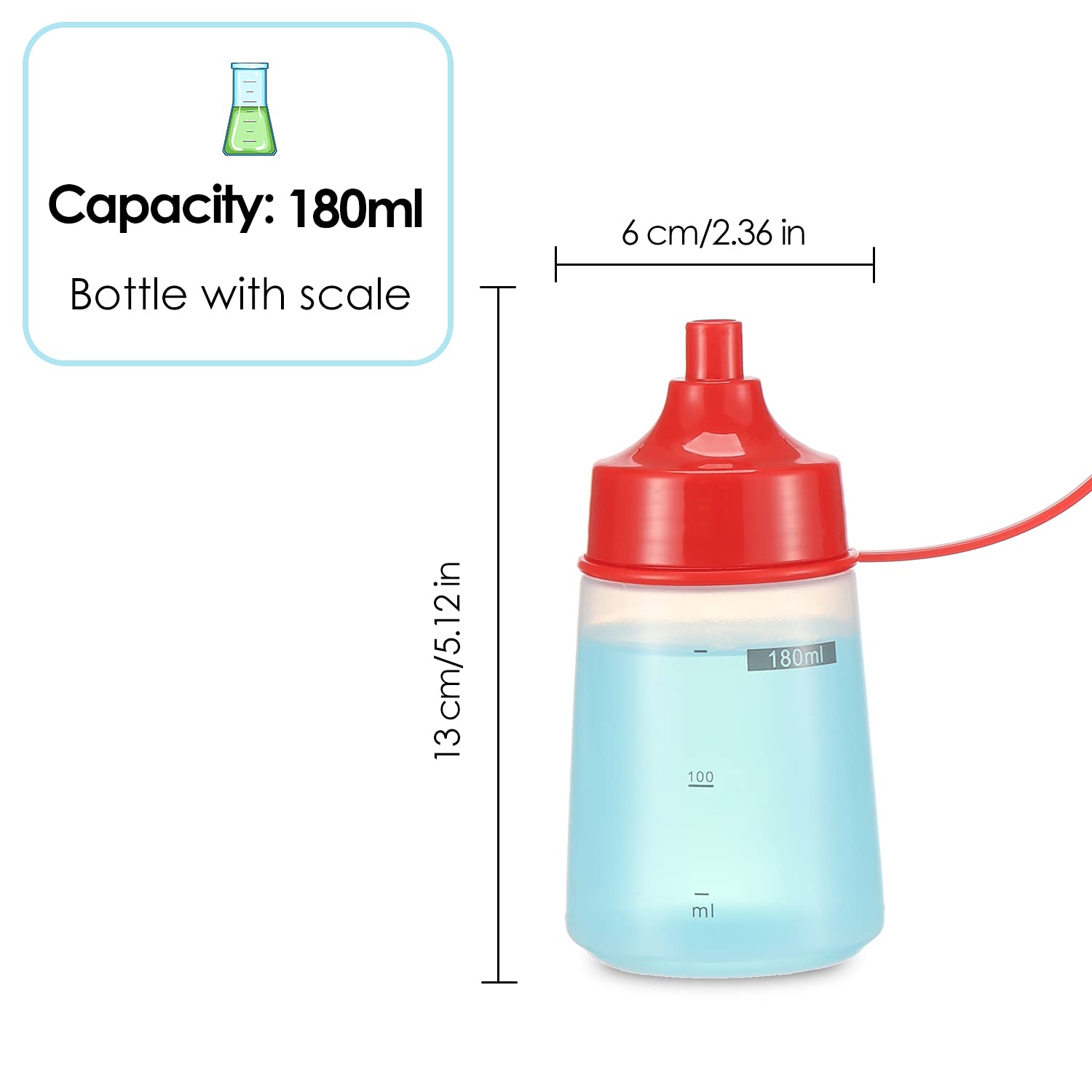 Condiment Squeeze Bottle Wide Mouth  Ondiomn 2 Pack 180ml Clear Squeeze Bottles for Condiments  Paint  Ketchup  Mustard  Oil  Sauces  Resin  Baking  Cake Decorating  Cleaning  BPA Free-Food Grade