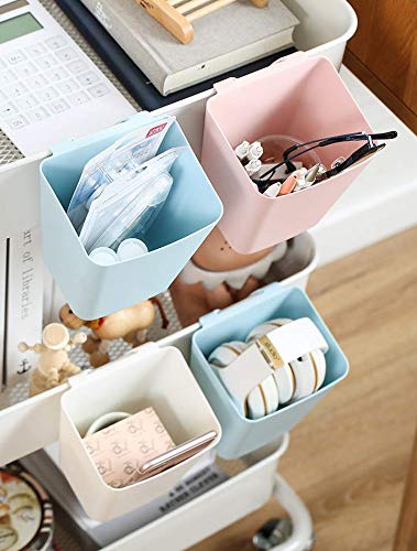 Rikyo 4 Pack Hanging Cup Holders For Storage Trolley & Cutlery Rack,Rolling Cart Accessorie,4.75X4 Hanging Bins,Removable Storag