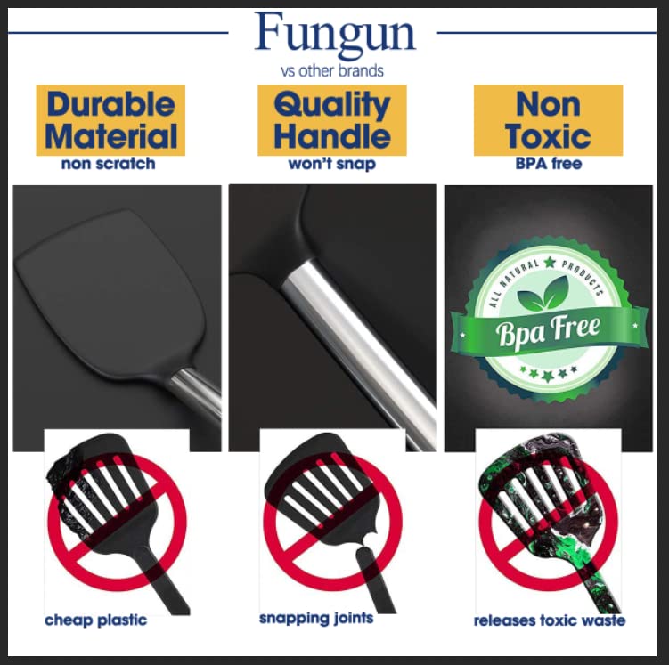 Silicone Cooking Utensil Set, Fungun Non-Stick Kitchen Utensil 24 Pcs Cooking Utensils Set, Heat Resistant Cookware, Silicone Ki