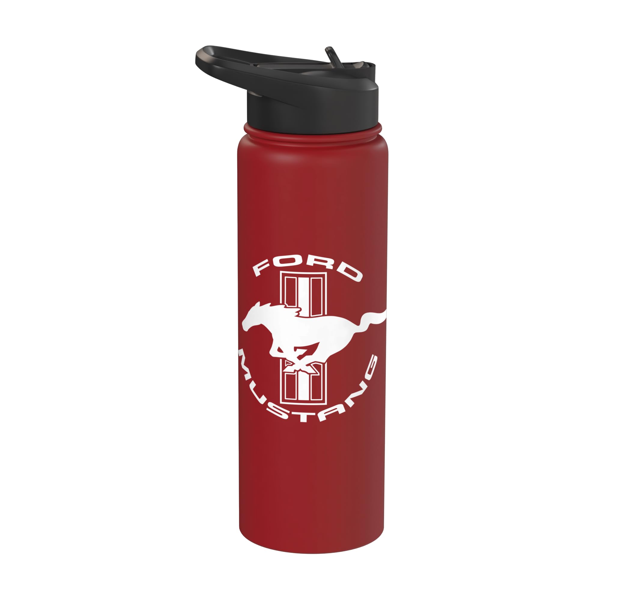 Mustang TriBar White Logo Stainless Steel Insulated Water Bottle