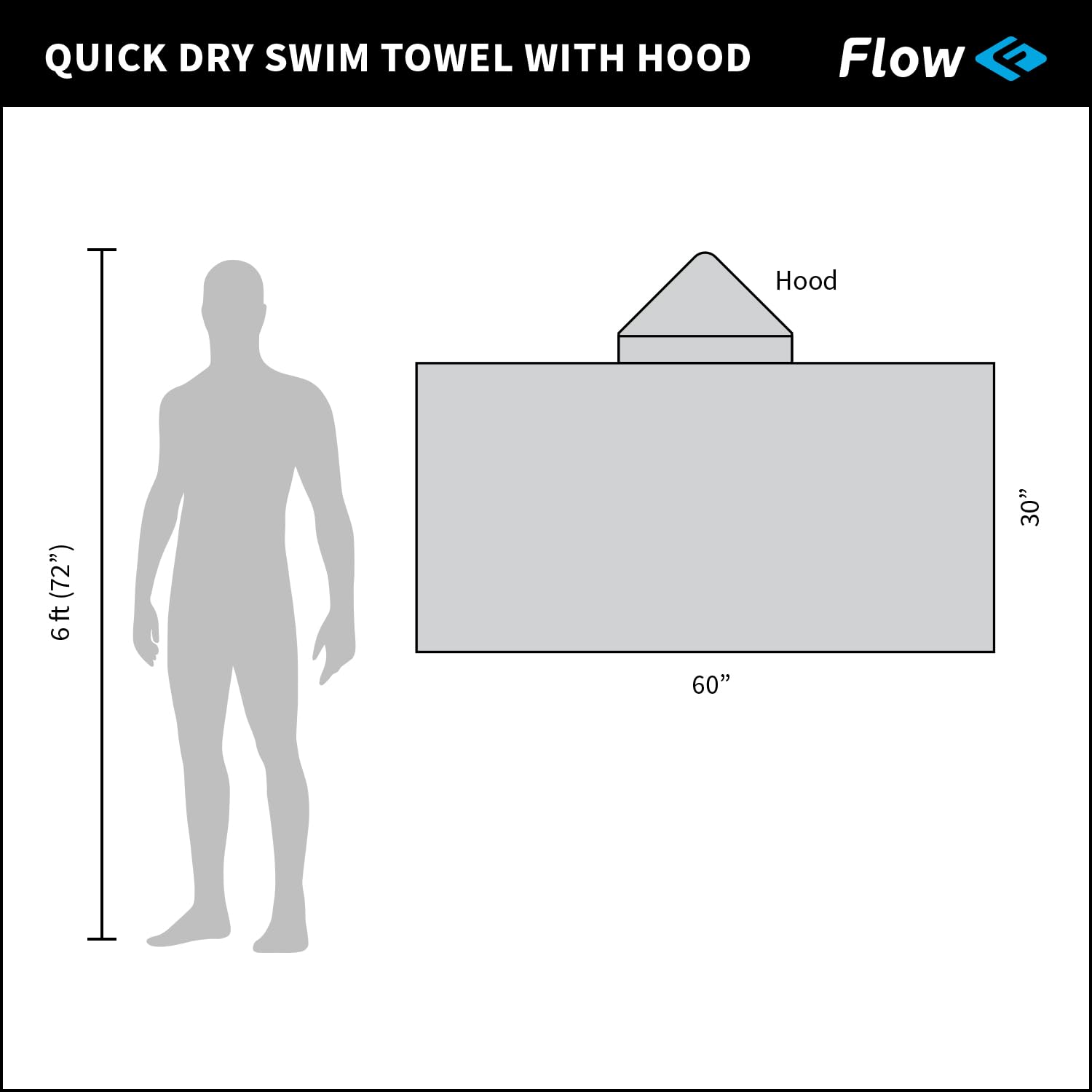 Flow Quick Dry Swim Towel With Hood - Microfiber Hooded Towel For Competitive Swimming And Other Water Sports (Pink)