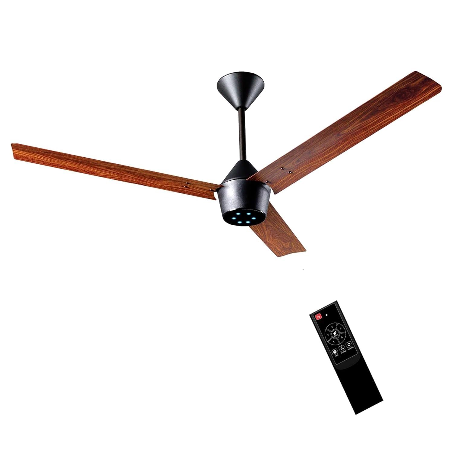 Luker Jvluker Usa Radial Wood 1200Mm Bldc Ceiling Fan With Remote, Energy Saving Efficient Bee 5 Star Rated Ceiling Fan, Black