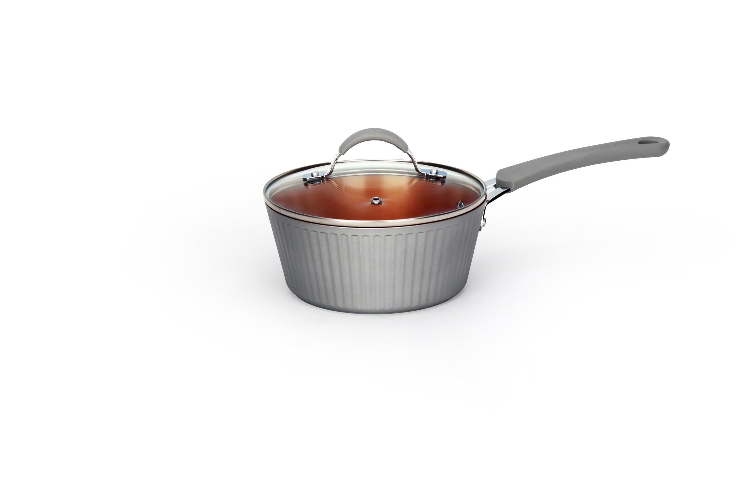 Nutrichef Saucepan Pot With Lid Stylish Kitchen Cookware With Elegant Lines Pattern, NonStick, 1.7 Quart (Works With Model: Nc