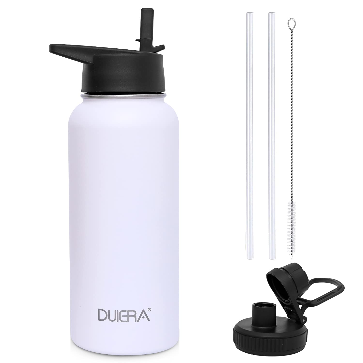Duiera 32Oz Insulated Water Bottle Vacuum Stainless Steel Water Bottle With Straw & Leak Proof Spout Lids, Bpa Free, Keep Bevera