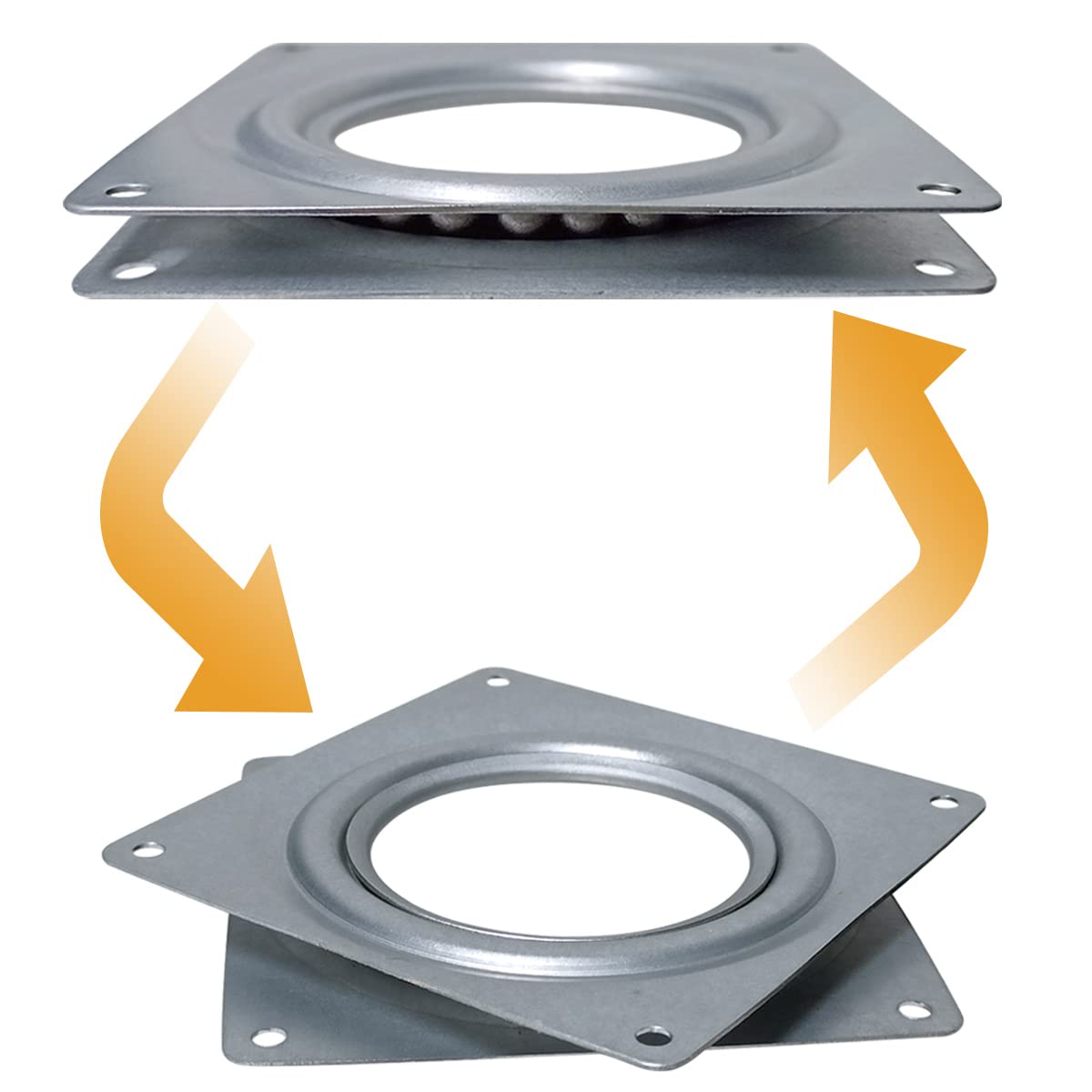 2 Pcs Of 4'' Inch Lazy Susan Turntable Bearings Hardware Square Rotating Bearing Plate For Serving Trays, Swivel Plate, Kitchen