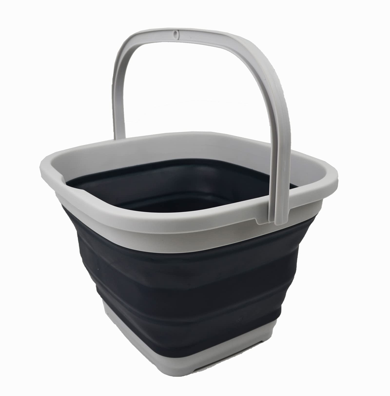 Sammart 11L (2.9 Gallon) Collapsible Rectangular Handy Basket/Bucket (1, Grey/Slate Grey)