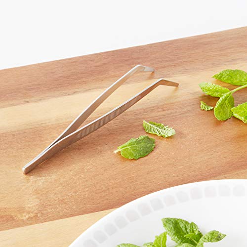 Mercer Culinary 18-8 Stainless Steel Chef Plating Tongs, Curved Tip, 11-3/4 Inch