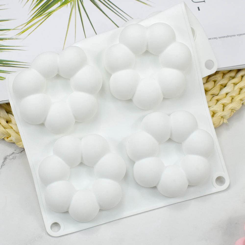 Mostsom Silicone Mold Flower Shaped Silicone Donut Molds, Baking Pans, 6-Cavity Reusable Cake Maker Cookie Tray For Kitchen, Dis