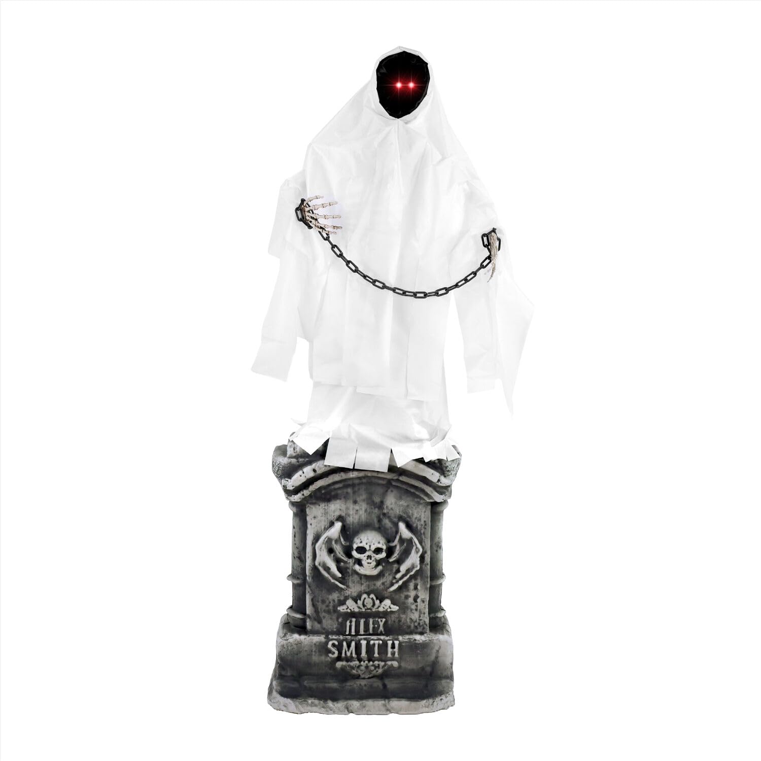 Haunted Hill Farm 4.2-Ft Animated Spectre on Tomb, Halloween Accessory, Scary Horror Movie Party Decoration, Creepy Ghost Prop, 