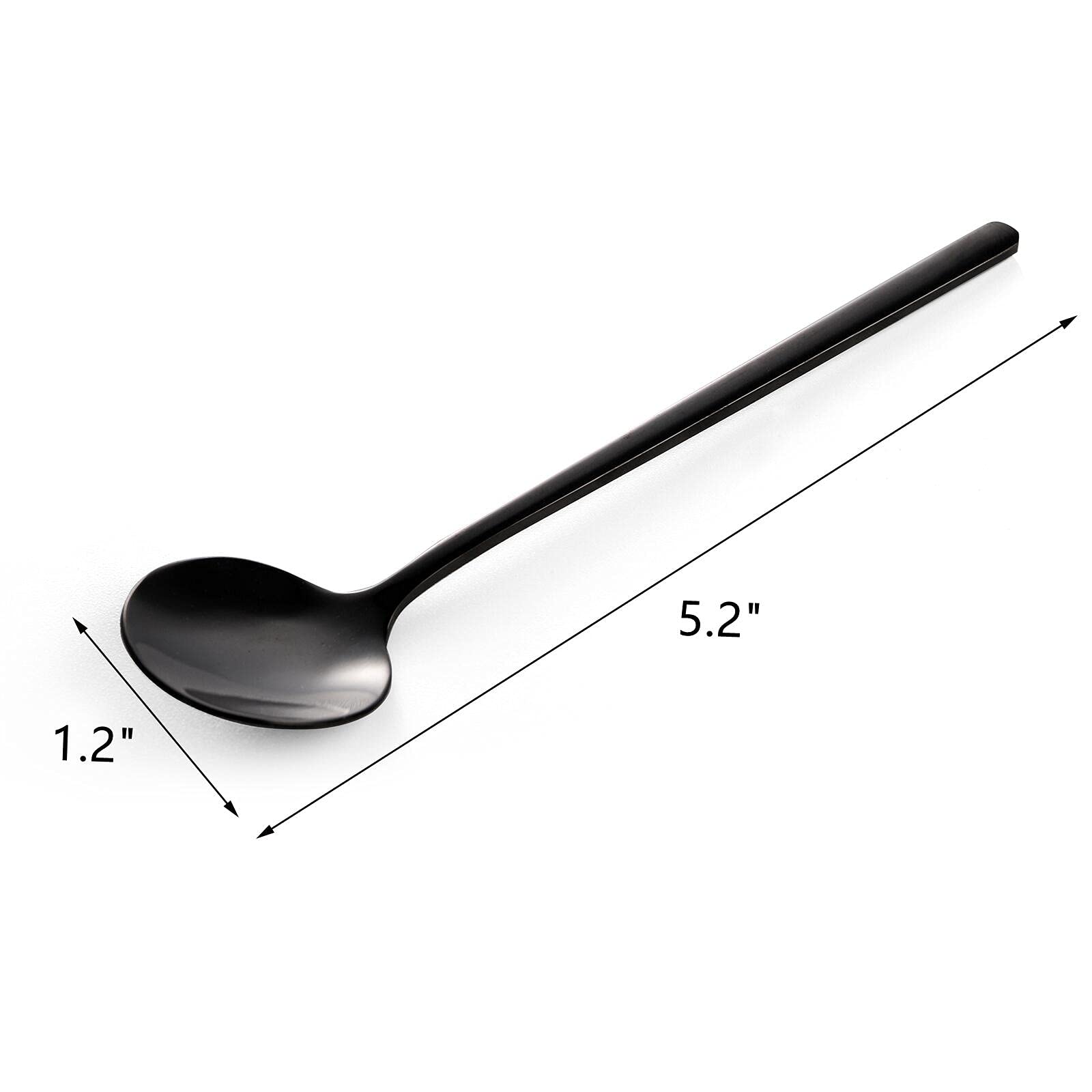 Dicunoy 12 Pack Black Espresso Spoons, 18/10 Stainless Steel Mini Coffee Teaspoons, 5 Inch Small Round Spoon For Tea, Sugar, Des