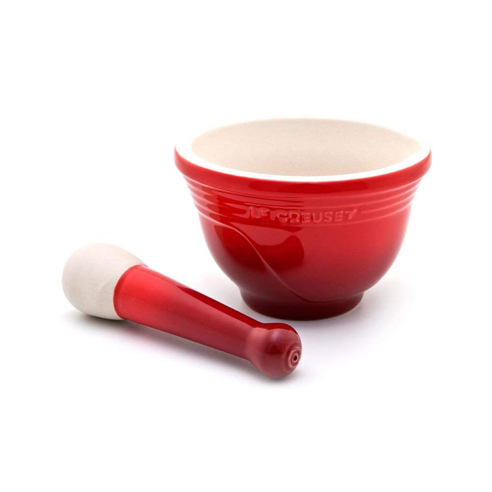 Le Creuset Stoneware Mortar And Pestle Set, 10 Oz., Cerise