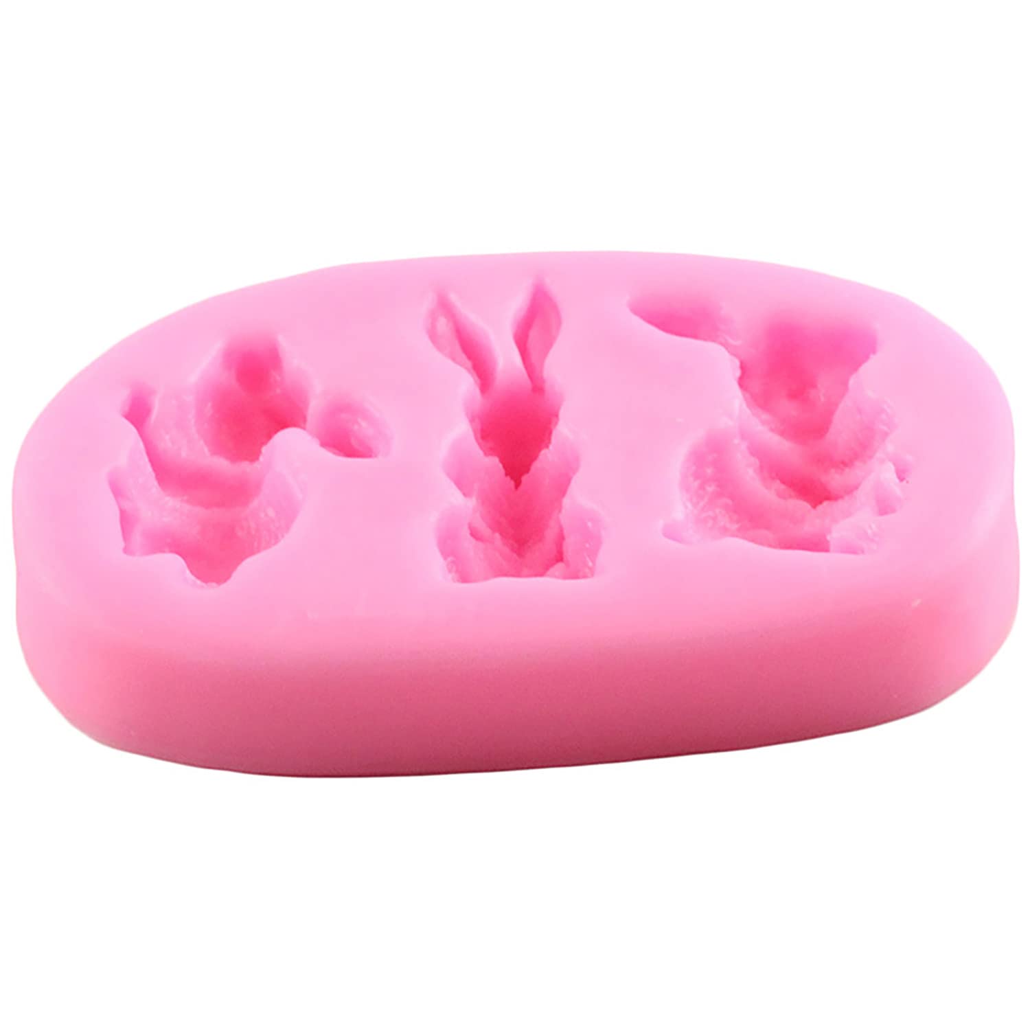 3 Cavity Mini Rabbit Bunny Animal Shape 3D Silicone Mold For Diy Fondant Candy Making Chocolate Molds Lollipop Desserts Ice Cube