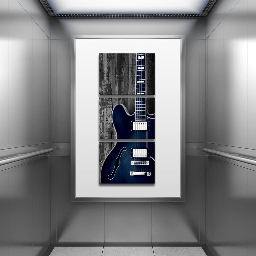 Derkymo 3 Pieces Vintage Guitar Canvas Wall Art Music Theme Picture For Music Studio Classroom Decor Framed Ready To Hang 12''X1