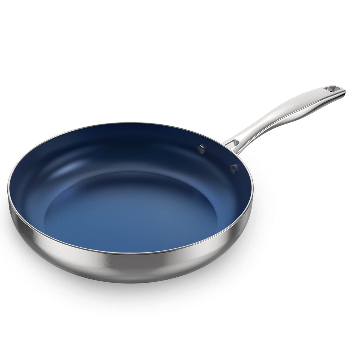 Ciwete 8 Inch Frying Pan Tri-Ply Stainless Steel & Nonstick, 8'' Omelet Pan Pfas-Free, Skillet With Stainless Steel Cool Handle,