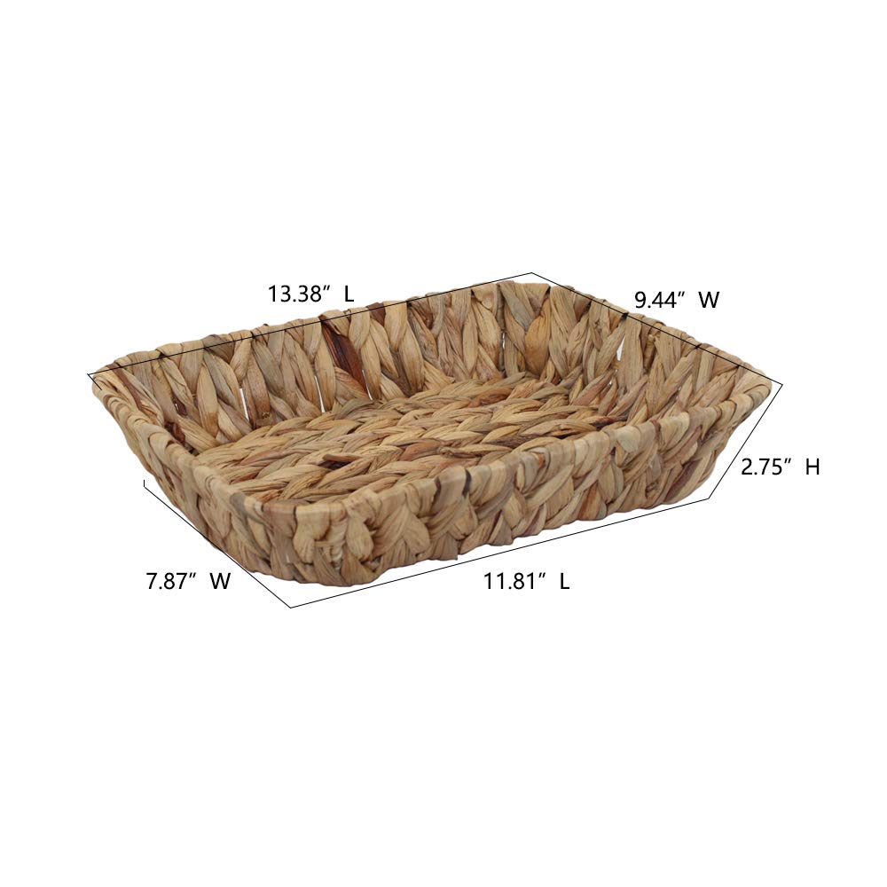 Fruit Tray, Grass Weaving Storage Bins For Fruit Or Tea,Arts And Crafts. (Rectanglec-1Pc)
