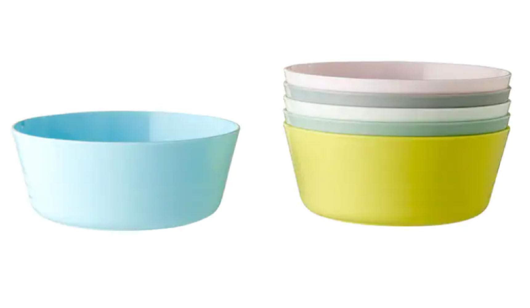 Ikea 204.613.78 Kalas Pack Of 6 Plastic Bowl Dishes Multi Coloured Pastel