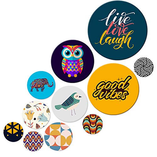 RAG28 Motivational Wooden Wall Decor (SPW2, Multicolour, Large) - Set of 11