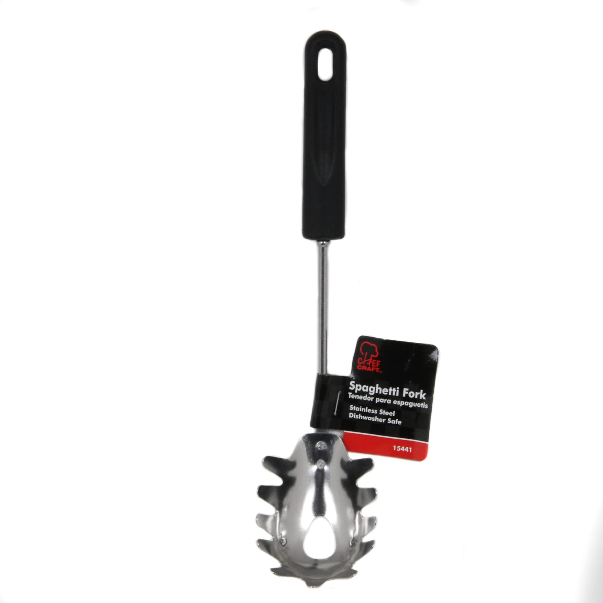 Chef Craft Basic Stainless Steel Spaghetti/Pasta Fork, 12.5 Inch, Black