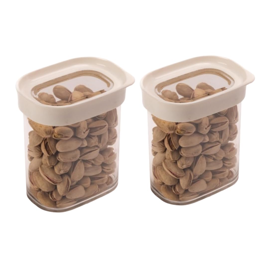 Stacpro Acrylic Airtight Kitchen Containers 400 Ml, Pack Of 2 | Bpa Free Stackable Jar, Modular Storage, Pantry Organiser, Fridg