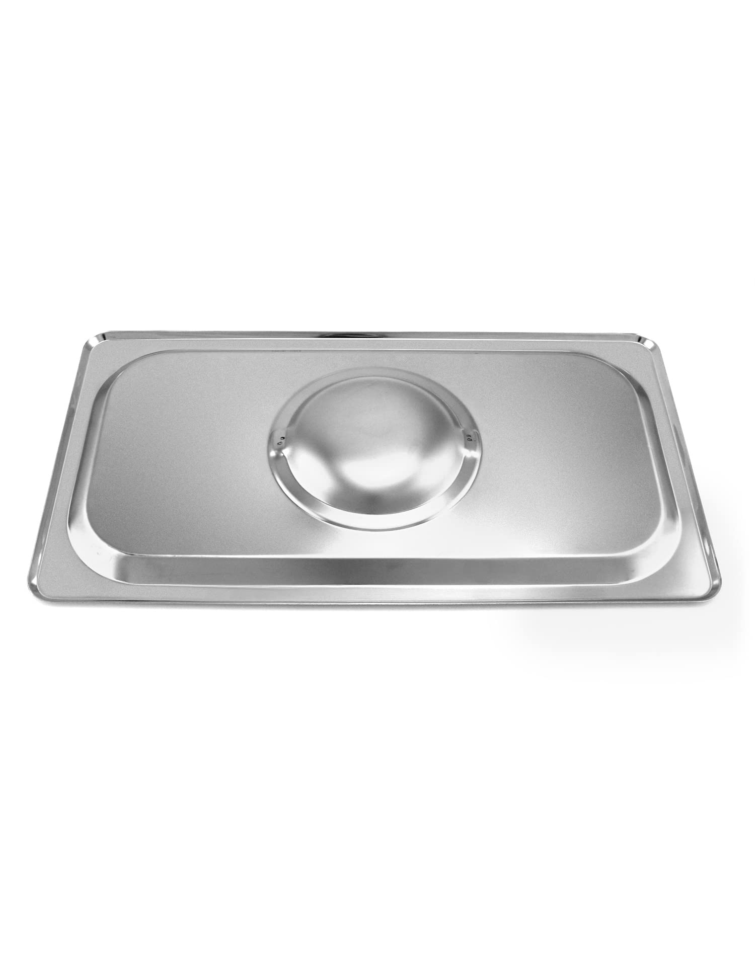 Qwork Solid Pan Lid With Handle, 4 Pack Stainless Steel Steam Table Pan Cover, For 1/3 Size Steam Pans