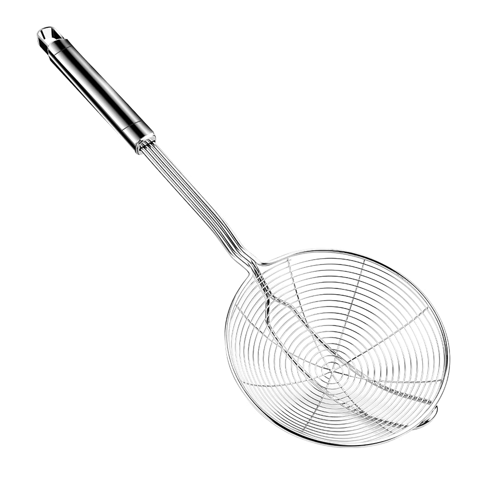 Aettechgd Steel Spider Strainer Skimmer Ladle, Strainer Spider Skimmers For Kitchen Cooking And Frying, Premium Strainer Spoon D