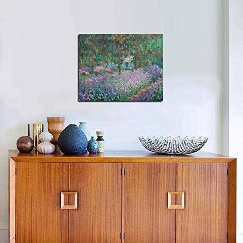 Irises In Monet'S Garden, 1900 By Claude Monet - Canvas Art Wall Decor Picture Print Framed -12'' X 16''