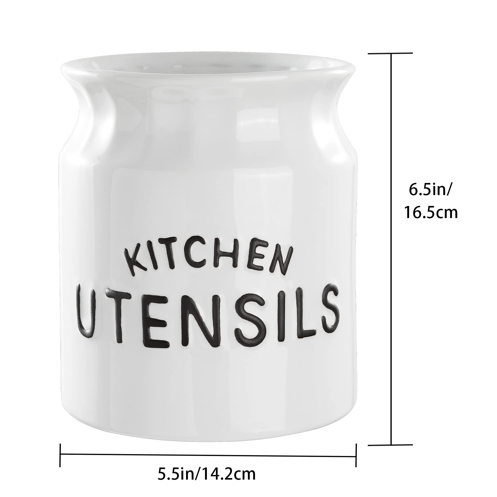 Karisky Utensil Holder, Ceramic Farmhouse Kitchen Utensil Holder For Kitchen Counter, 6.5'' Large Cooking Utensil Crock For Coun