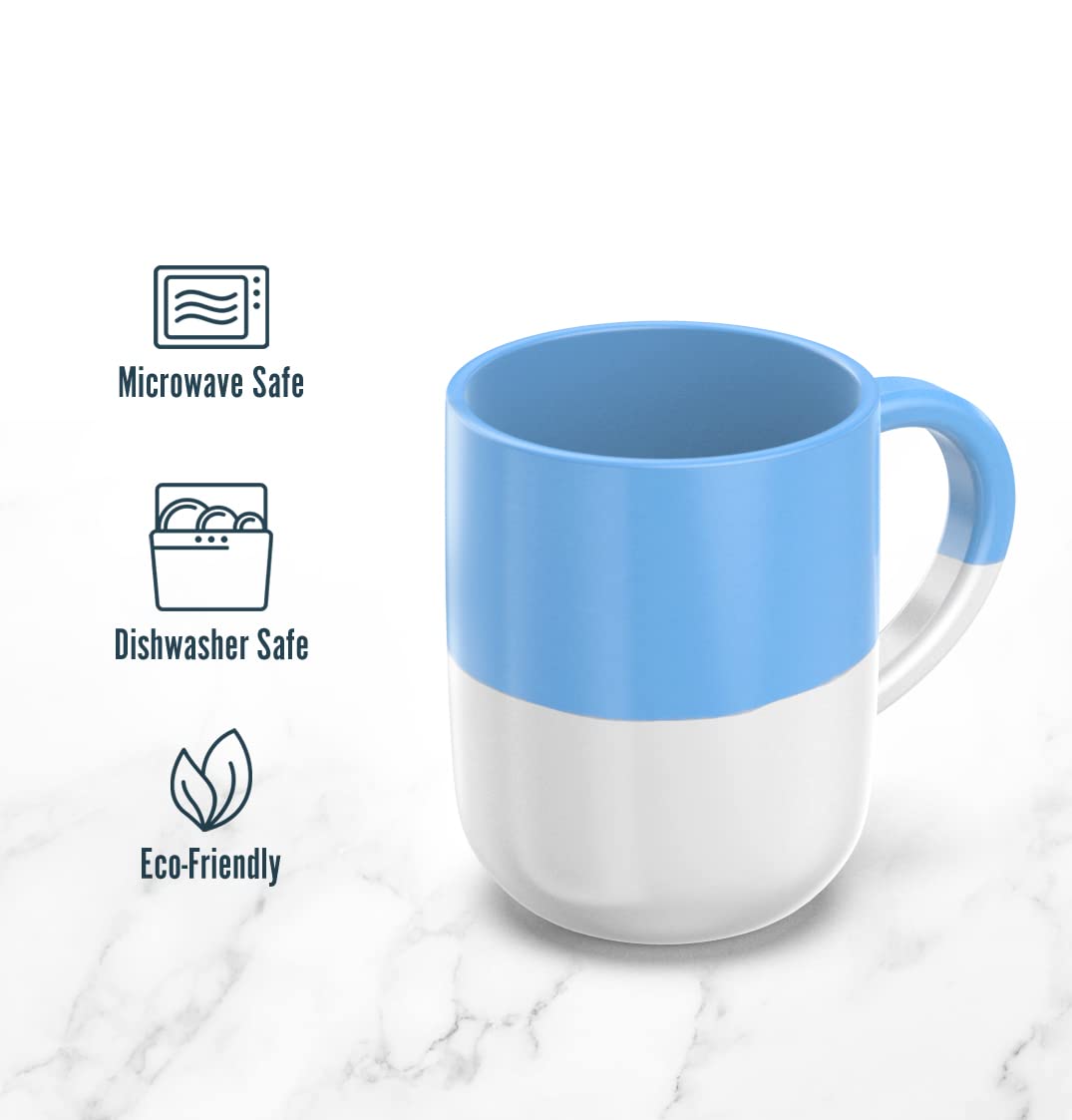 Francois et Mimi, Set of 6 Large 16 Ounce Ceramic Coffee Mugs (White and Blue)