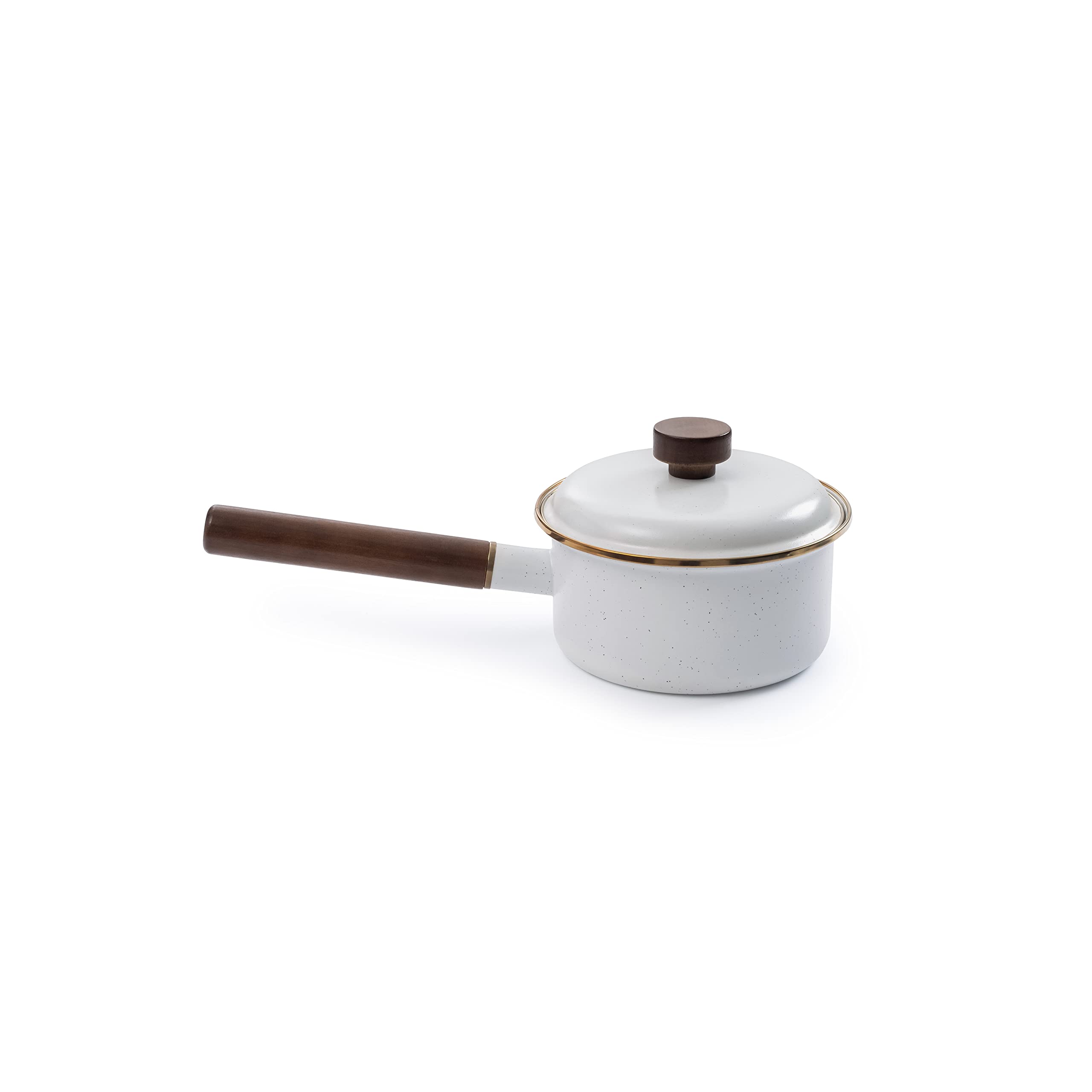 Barebones Enamel Saucepan - Steel Cooking Pot For The Kitchen And Camping, Durable Sauce Pan With Lid (Eggshell)