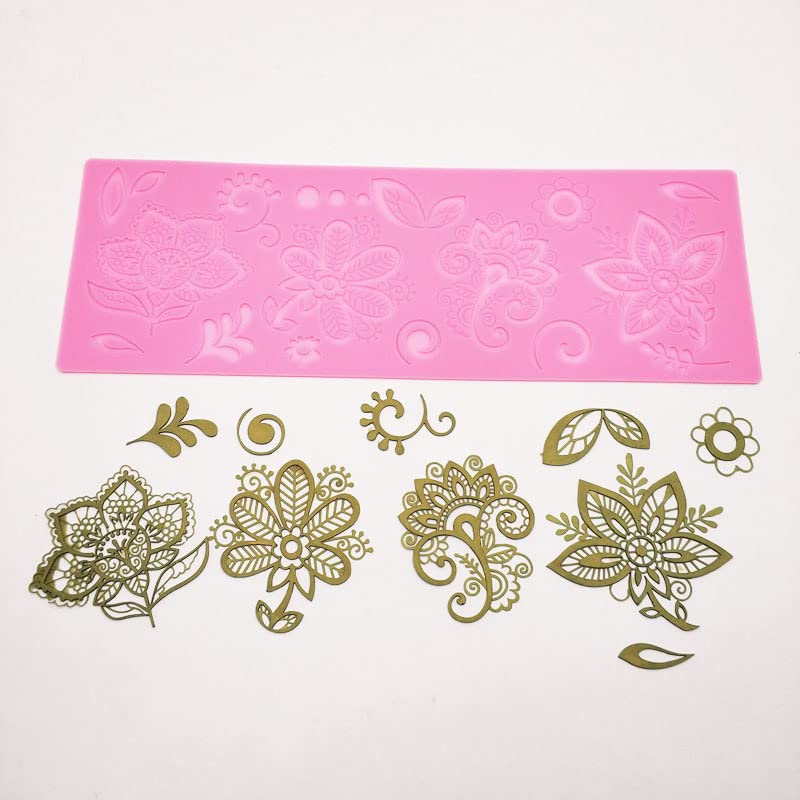 Anyana Flowers Leaves Cake Lace Mold, Lace Fondant Molds Silicone Lace Molds For Wedding Cake Decorating, Clay Mould,Gum Cupcake