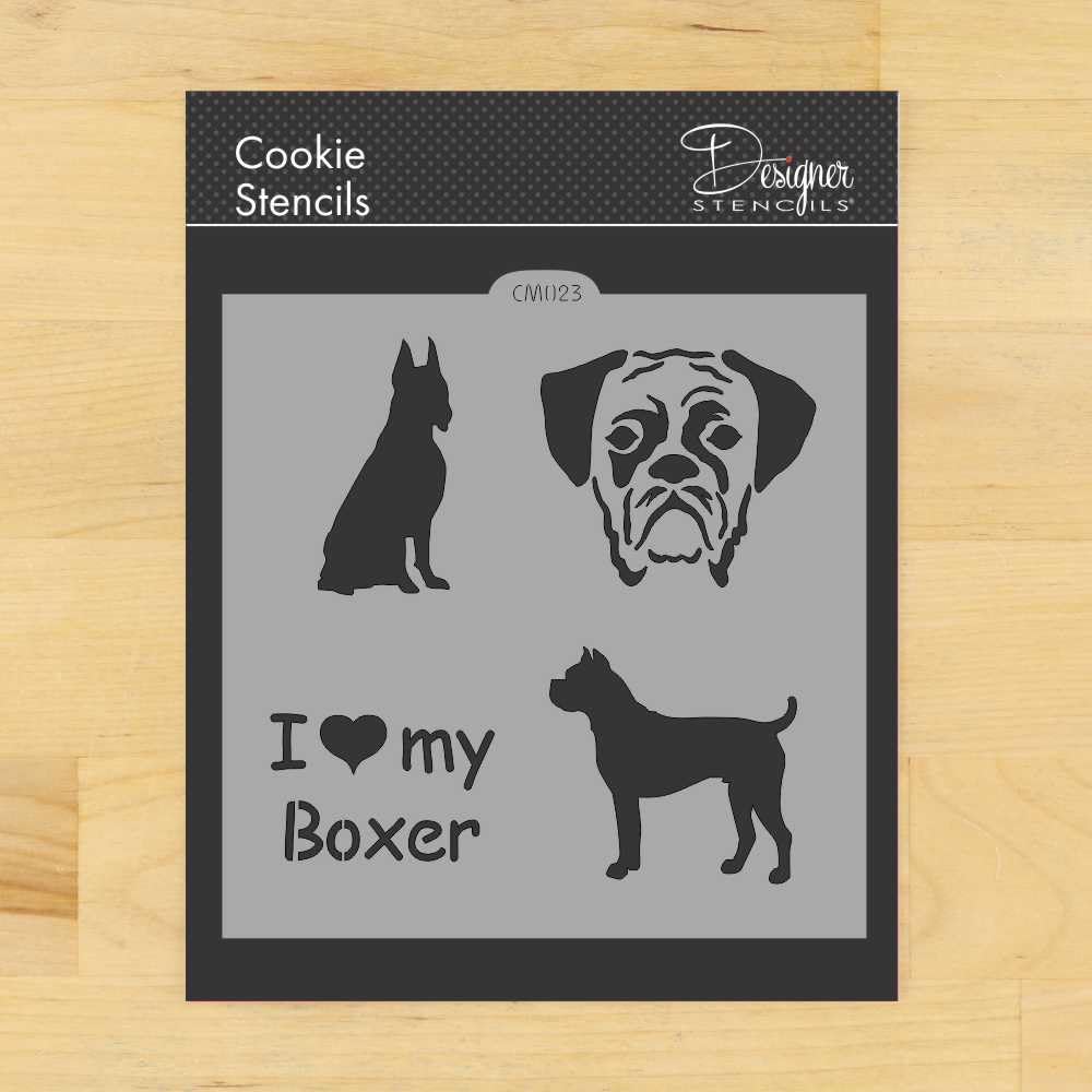 I Love My Boxer Cookie And Craft Stencil By Designer Stencils