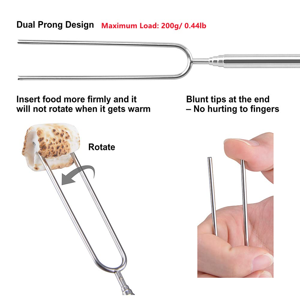 Marshmallow Roasting Sticks, 32Inch 16Pcs Telescopic Barbecue Forks Retractable Stainless Steel Smores Skewers With Anti-Slip Wo