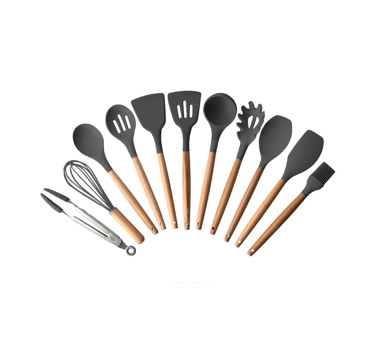 Pushkh Silicone Kitchen Spatula Set Of 12 Spoon, Food Grade Silicone Spatula Set, BpaFree, Heat Resistant NonStick Kitchen Too
